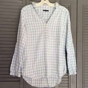 Button Up V-Neck Plaid Long Sleeve Shirt Tommy Hilfiger